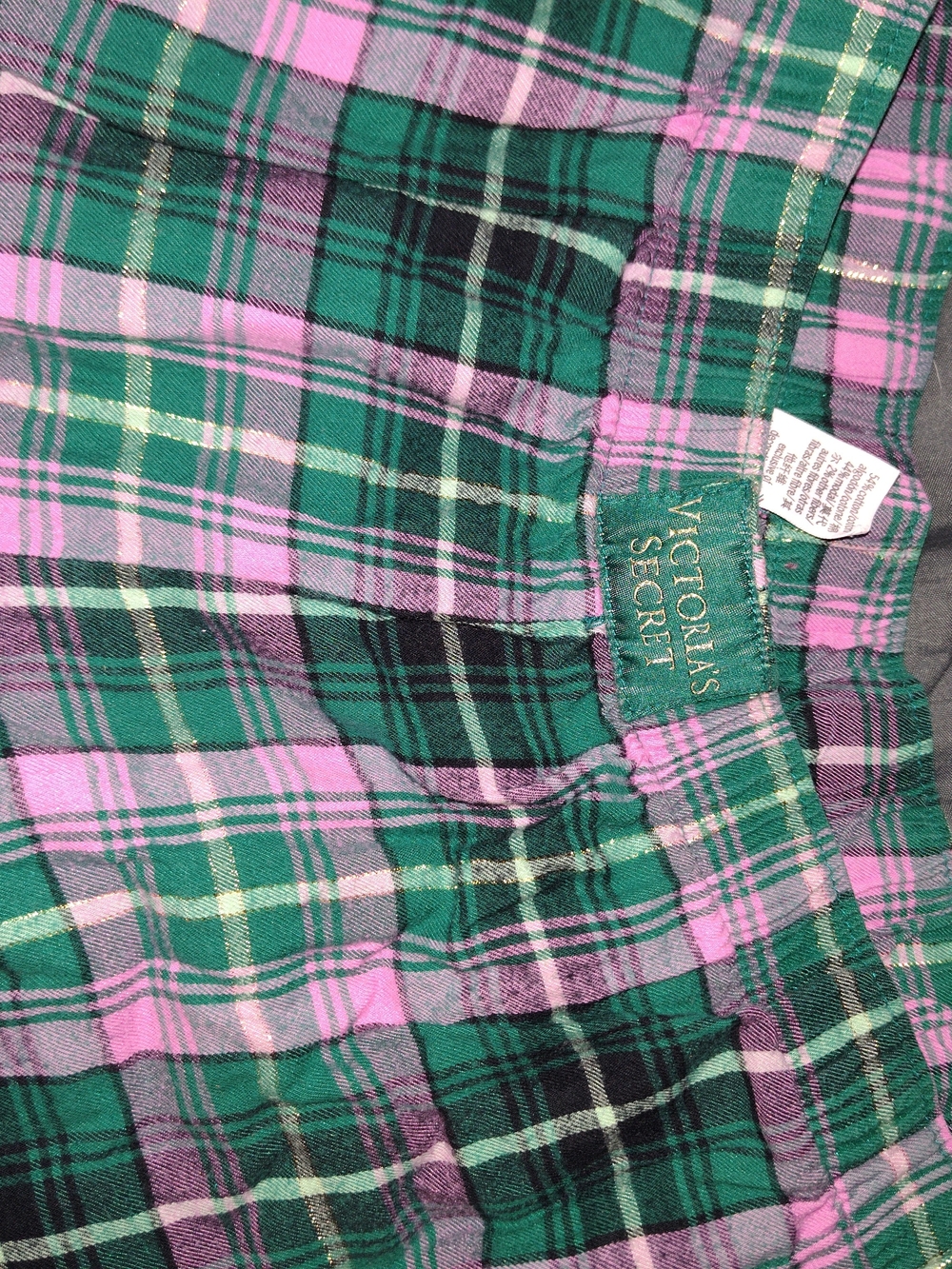 Victoria's Secret Green & Pink Plaid Pajama Skirt